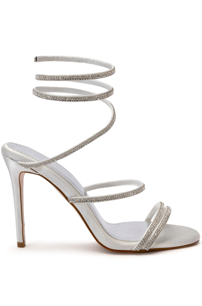 AZALEA WANG CLAYSHA EMBELLISHED STILETTO SANDAL PUMP IN WHITE
