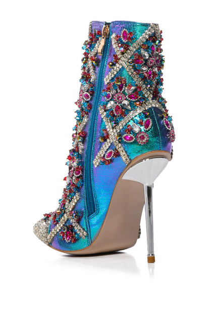 AZALEA WANG EMBELLISHED STILETTO BOOTIE IN MULTI