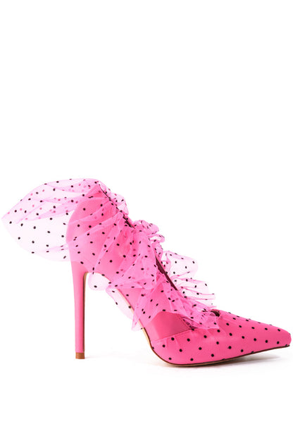 AZALEA WANG DISCREET TULLE POLKA DOT PUMP IN PINK
