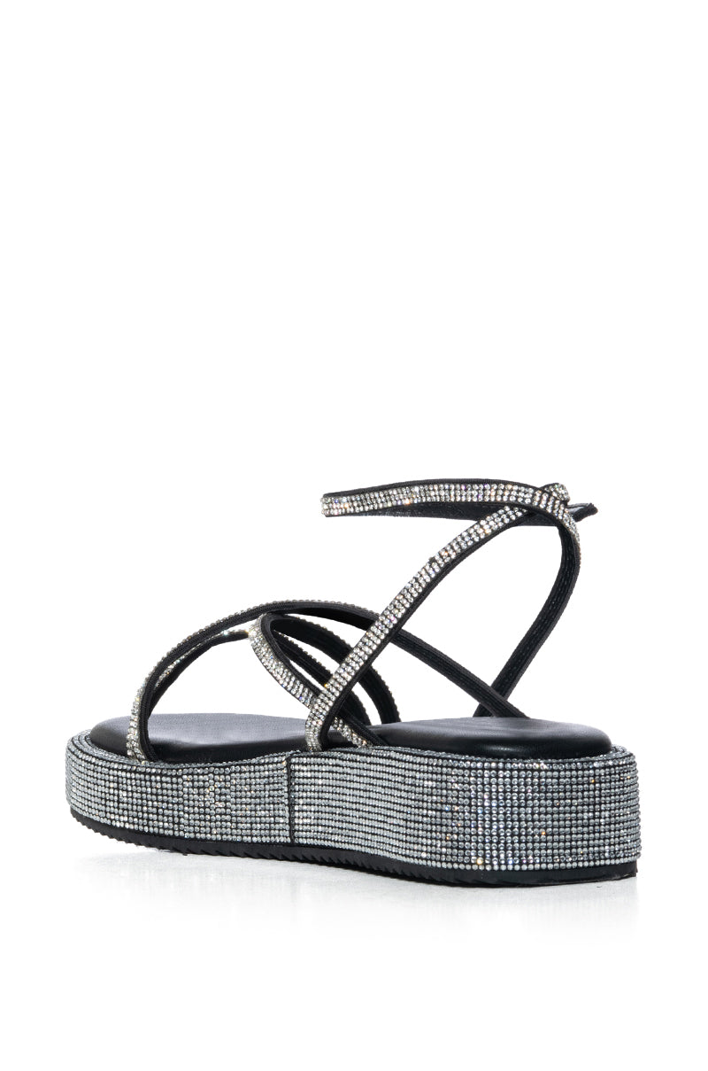 AZALEA WANG DRUSILLA BLACK RHINESTONE SANDAL