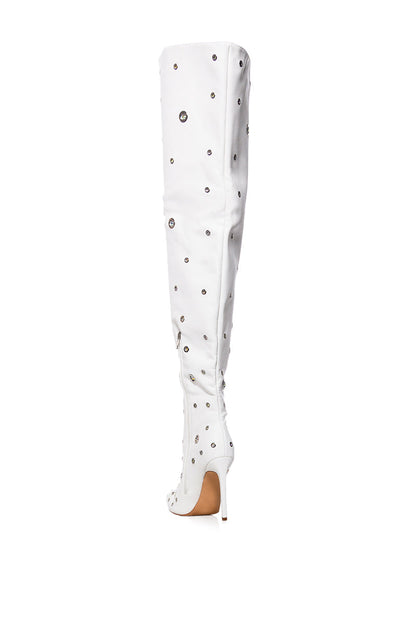 AZALEA WANG EIRENE WHITE EMBELLISHED BOOT