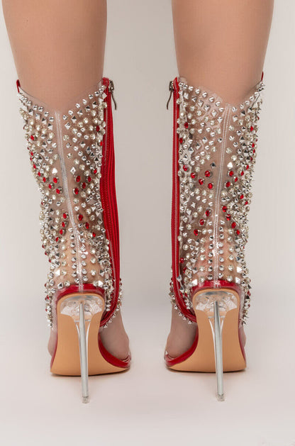 AZALEA WANG FIGHT FOR IT STILETTO BOOTIE IN RED