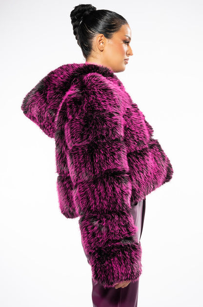 GIULIA THREE-DEE FAUX FUR CROP JACKET