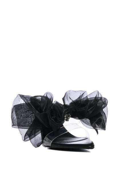 AZALEA WANG CAPABLE BOW SANDAL IN BLACK