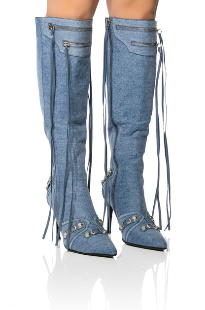 AZALEA WANG MAEVE DENIM STILETTO BOOT