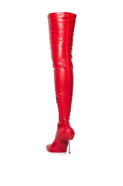 AZALEA WANG MCARTNEY STRETCH RED STILETTO BOOT