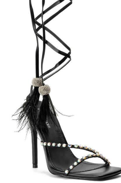 AZALEA WANG MISSY STILETTO METALLIC SANDAL IN BLACK
