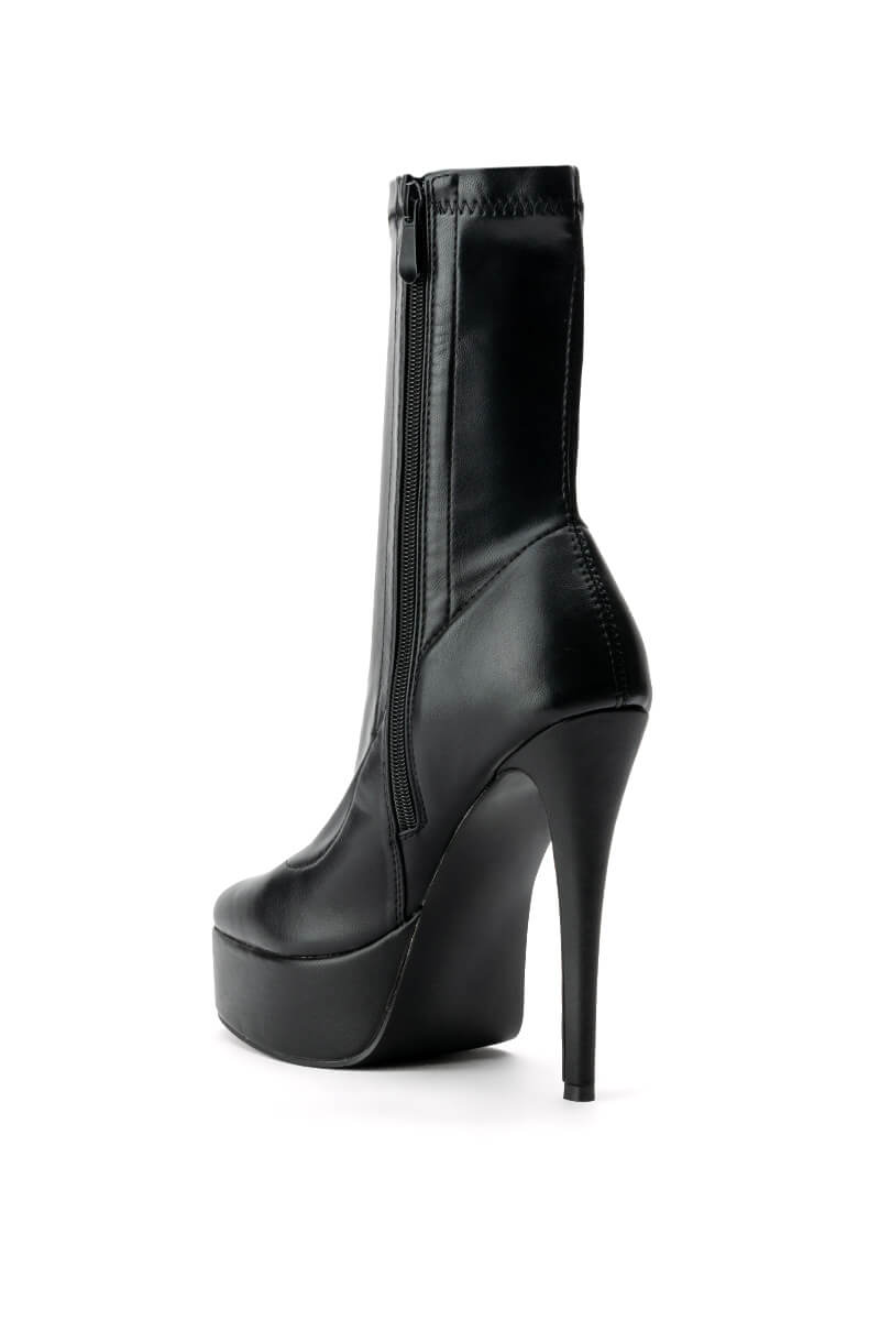 AZALEA WANG CECILIA STILETTO BOOTIE IN BLACK STRETCH