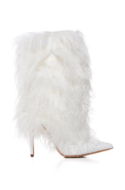 AZALEA WANG MOHAIR FUR BOOT IN WHITE