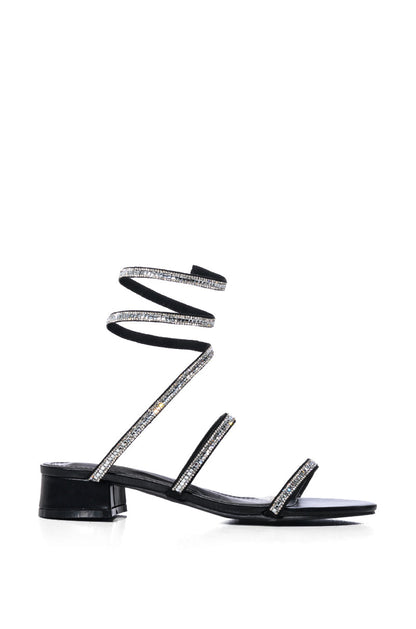 AZALEA WANG TALIRA BLACK COIL FLAT SANDAL