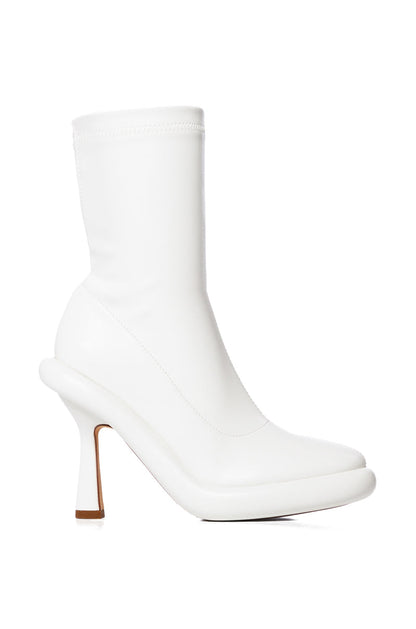 AZALEA WANG TARROW STILETTO PU BOOTIE IN WHITE