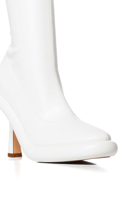 AZALEA WANG TARROW STILETTO PU BOOTIE IN WHITE