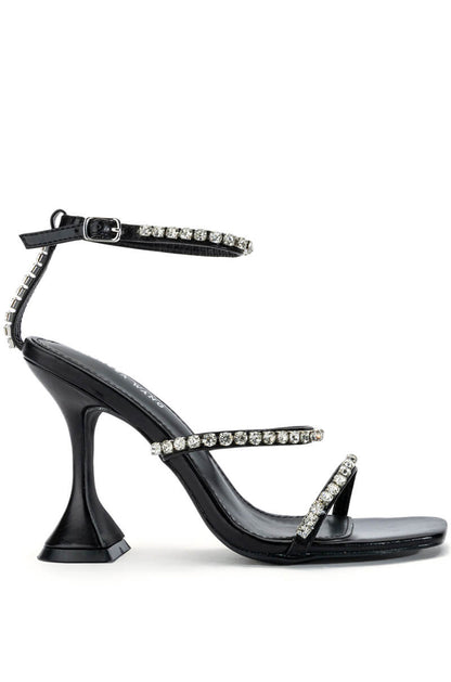 AZALEA WANG UNLIMITED EMBELLISHED SANDAL IN BLACK