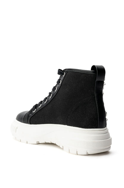 AZALEA WANG WAVERING GLASS FLAT SNEAKER IN BLACK