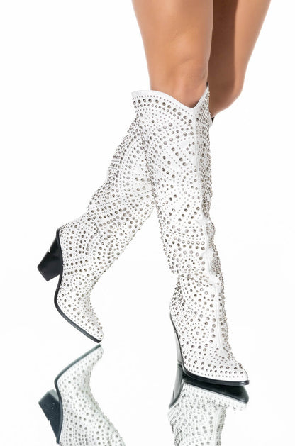 AZALEA WANG WAY OUT WEST CHUNKY BOOT IN WHITE
