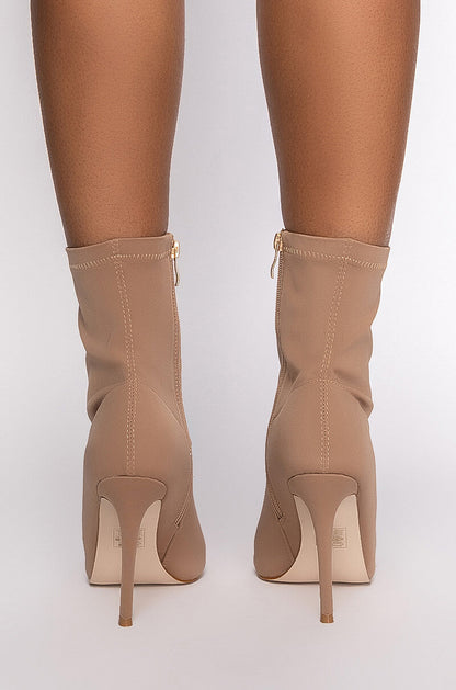AZALEA WANG WORK FOR IT STILETTO BOOTIE IN BROWN