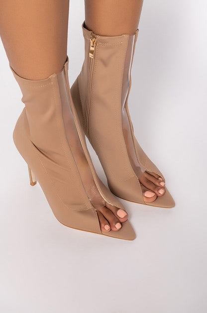 AZALEA WANG WORK FOR IT STILETTO BOOTIE IN BROWN