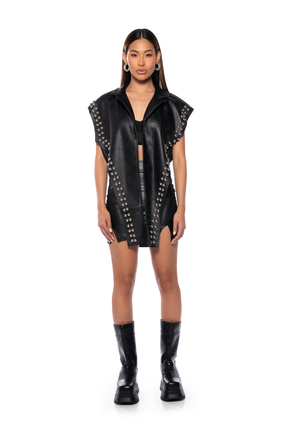 AZALEA WANG YOU ALREADY KNOW MOTO VEST WITH FRONT DRAPE