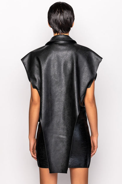 AZALEA WANG YOU ALREADY KNOW MOTO VEST WITH FRONT DRAPE