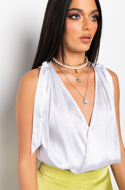 LELANI BOW DETAIL SLEEVELESS BLOUSE