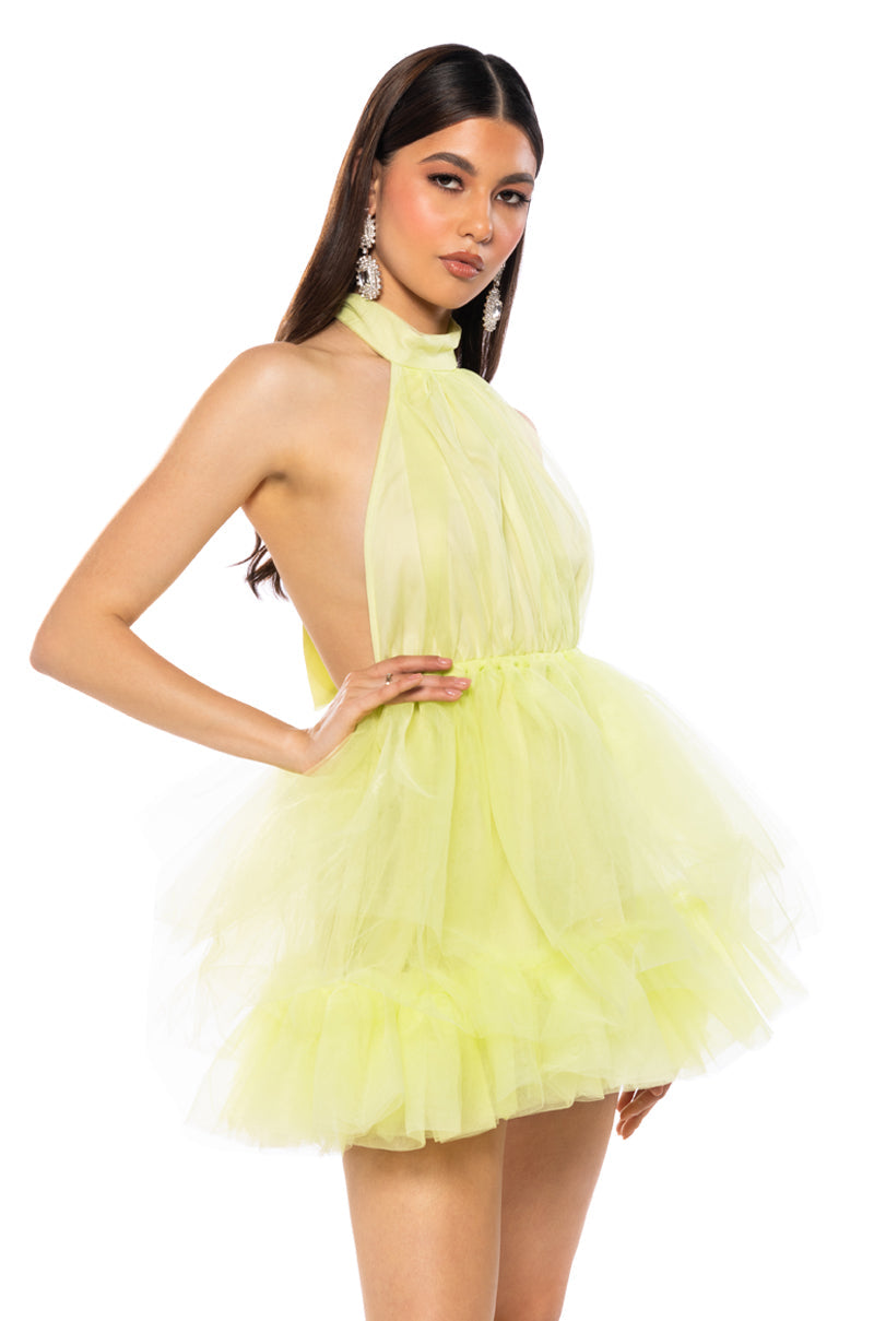 LIKE ITS NOTHING HALTER MINI DRESS