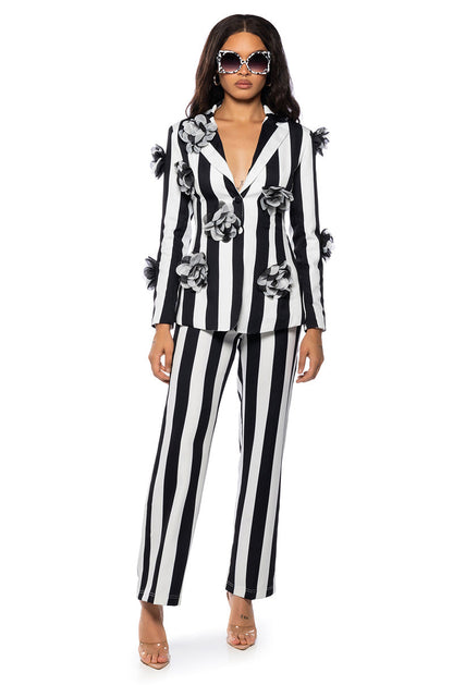 DEETZ STRIPE WIDE LEG TROUSER