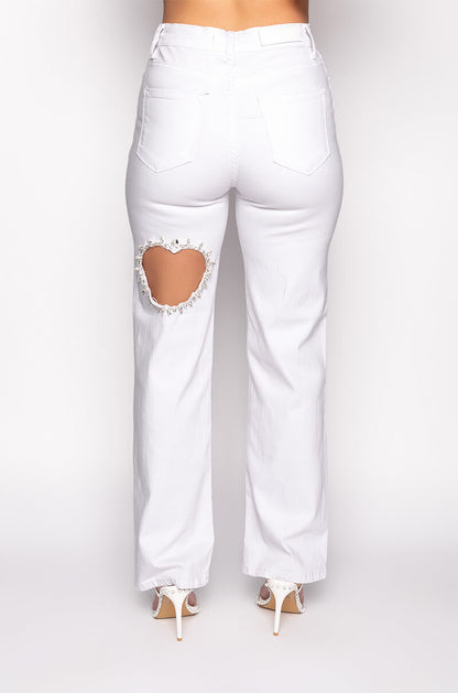 DIAMOND HEART WIDE LEG JEANS
