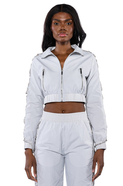 DIAMOND LACE UP TRACK JACKET