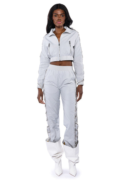 DIAMOND LACE UP TRACK JACKET
