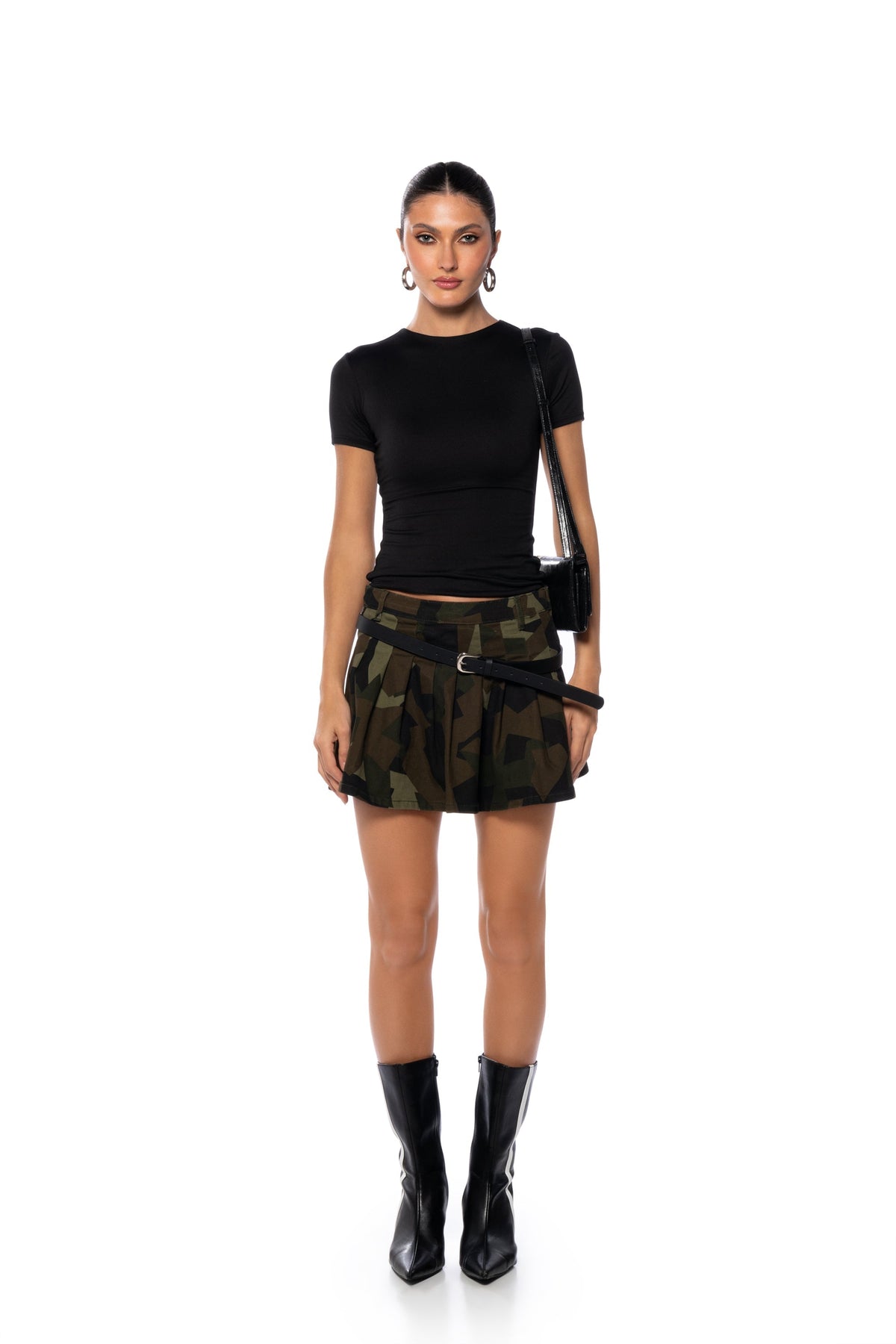 FELIX CAMO PLEATED MINI SKIRT