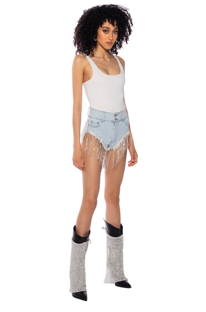 FIESTA RHINESTONE DENIM SHORTS