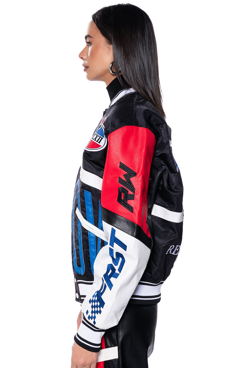 FIRST ROW OVERSIZED LEATHER BOMBER