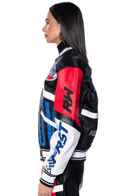 FIRST ROW OVERSIZED LEATHER BOMBER