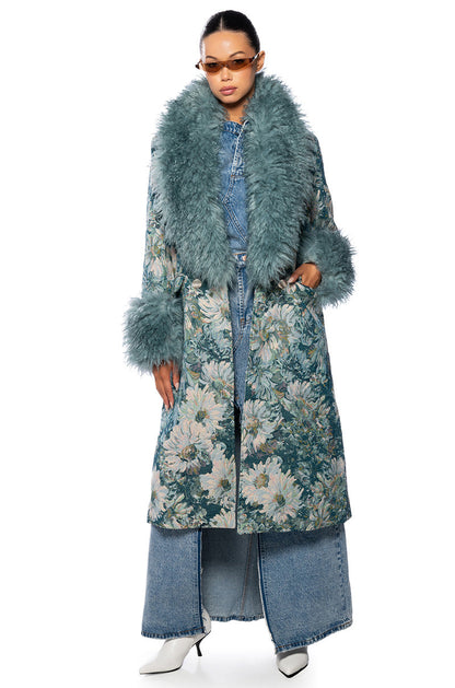 FLEUR LANE BROCADE TRENCH COAT