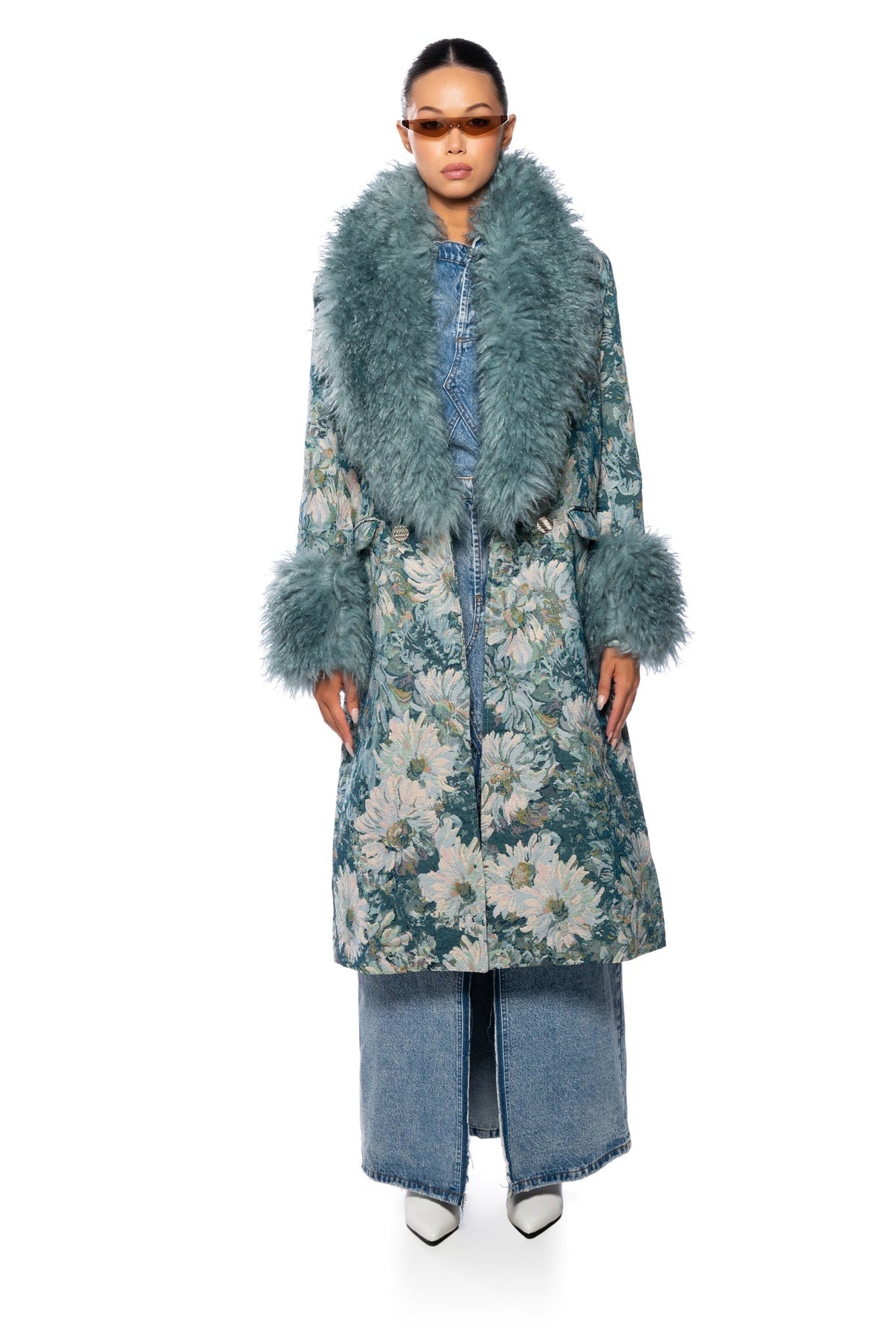 FLEUR LANE BROCADE TRENCH COAT
