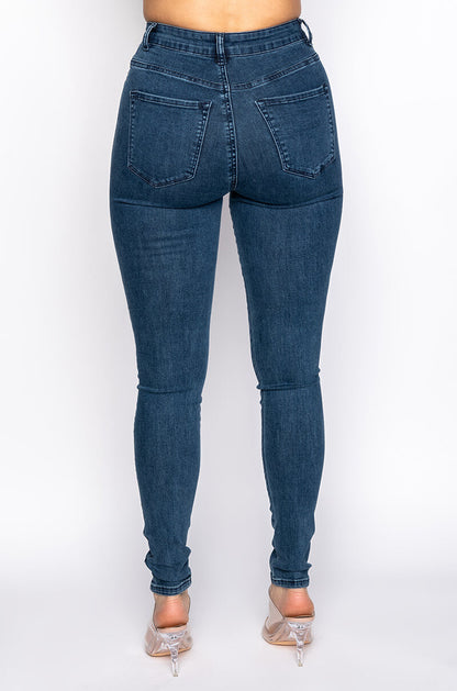 FLEX-FIT EXTREME STRETCH HIGH WAISTED DISTRESSED SKINNY JEANS