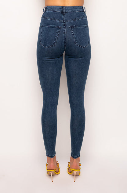 FLEX-FIT EXTREME STRETCH HIGH WAISTED DISTRESSED SKINNY JEANS