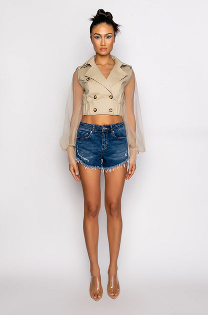 FLEX-FIT HIGH WAISTED SUPER STRETCHY DENIM SHORTS