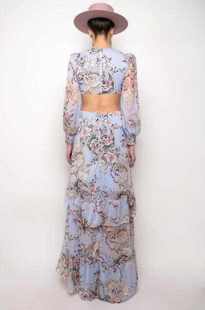 FLORAL PRINT CUT OUT MAXI DRESS