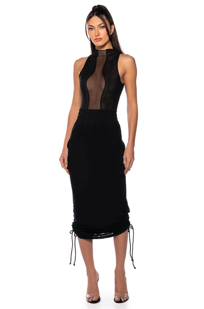 FOLLOW ME ADJUSTABLE DOUBLE MESH CARGO SKIRT