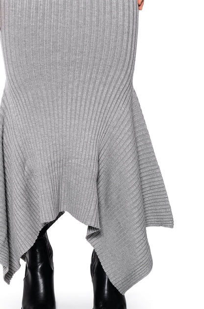 FORGET ME NOT LONG SLEEVE MOCK NECK MAXI DRESS IN HEATHER GREY