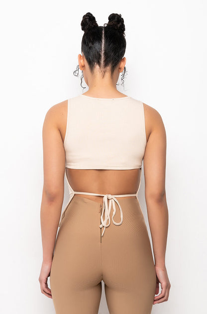 FRESH PERSPECTIVE TIE BACK RIBBED TANK