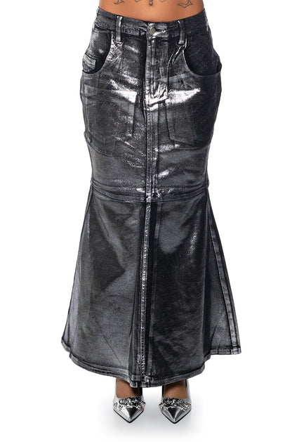 FREYA COATED DENIM MAXI SKIRT