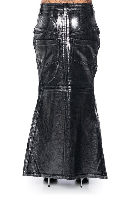 FREYA COATED DENIM MAXI SKIRT