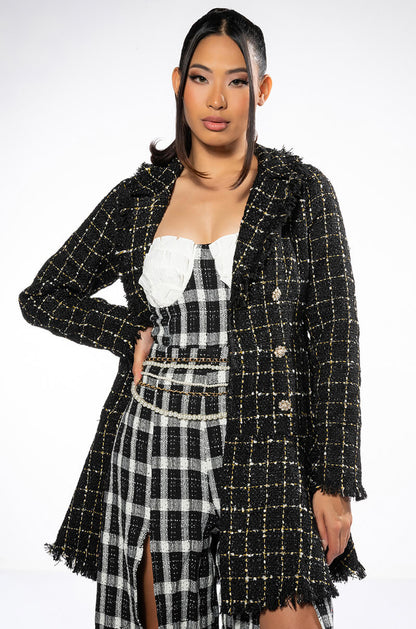 GEMMA BELTED TWEED MINI DRESS