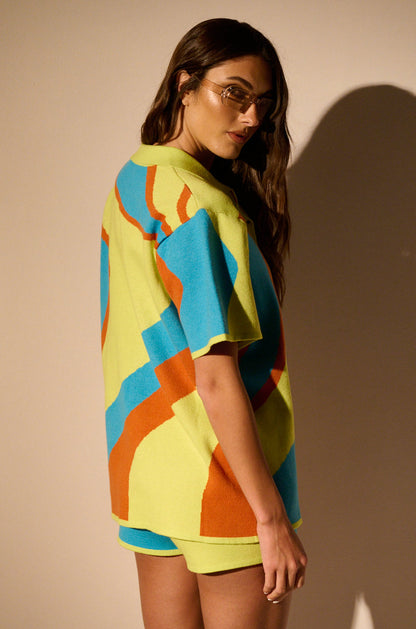 GET GROOVY KNIT BUTTON DOWN TOP