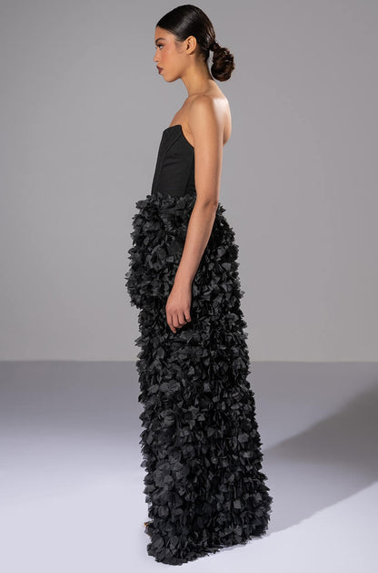 GIRL ON FIRE CASCADING HIGH LOW TUBE DRESS