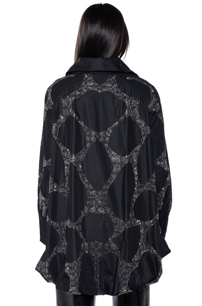 GIRLS LOVE MONEY SATIN COLLARED BLOUSE