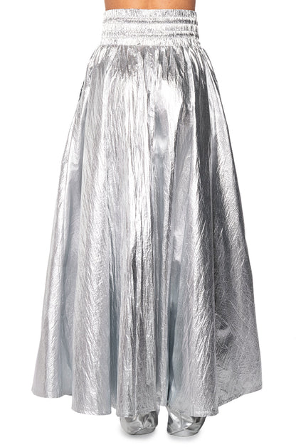 GIVE YOU THE WORLD HIGH WAIST METALLIC MAXI SKIRT