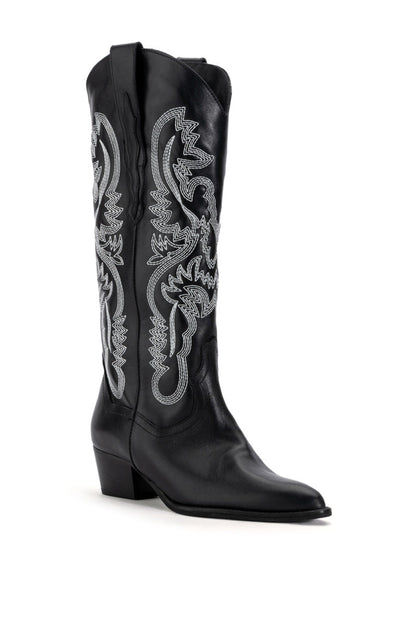 IGGY METALLIC WESTERN STYLE BELOW THE KNEE BOOT IN BLACKWHITE